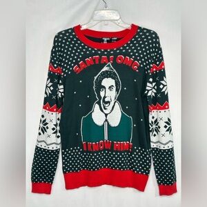 ELF Santa! OMG I Know Him Christmas‎ Holiday Men's Ugly Sweater BUDDY Sz M